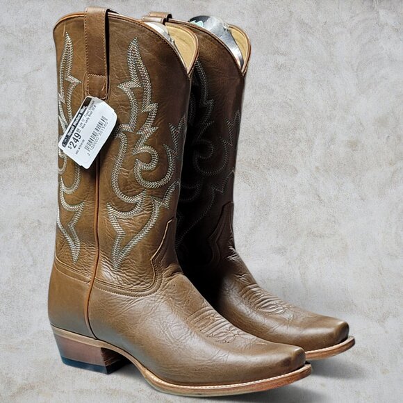 Brand New w/box Ladies Macie Bean Cowgirl Cowboy Brown Leather Boots 10 B - Picture 3 of 11